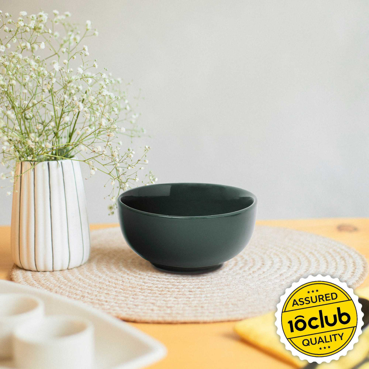 Simple green ceramic bowl