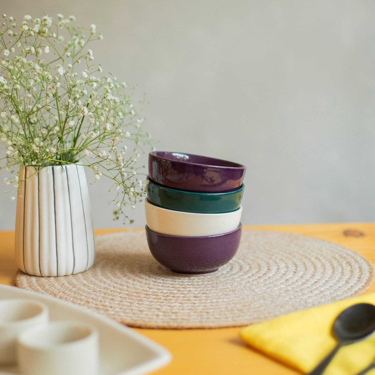 Ceramic bowl stacked on top of each other