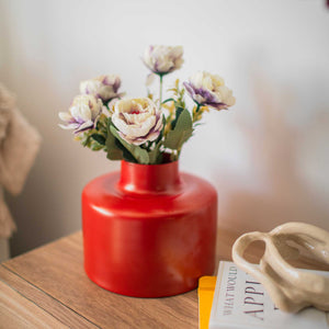 Solid red colour metal vase