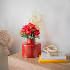 Red vase for home decor 