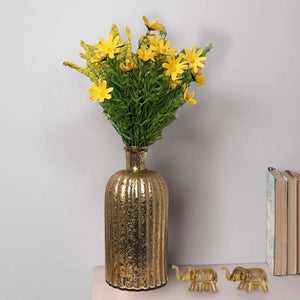 Fluted Glass Vase With Metallic Finish