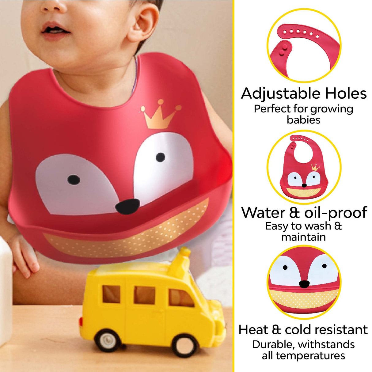 Baby Waterproof Silicone Bib with Pocket