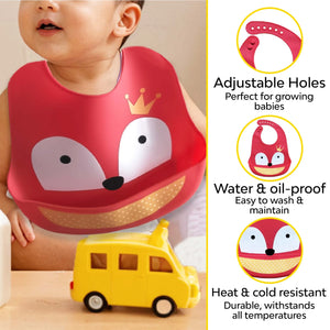 Baby Waterproof Silicone Bib with Pocket