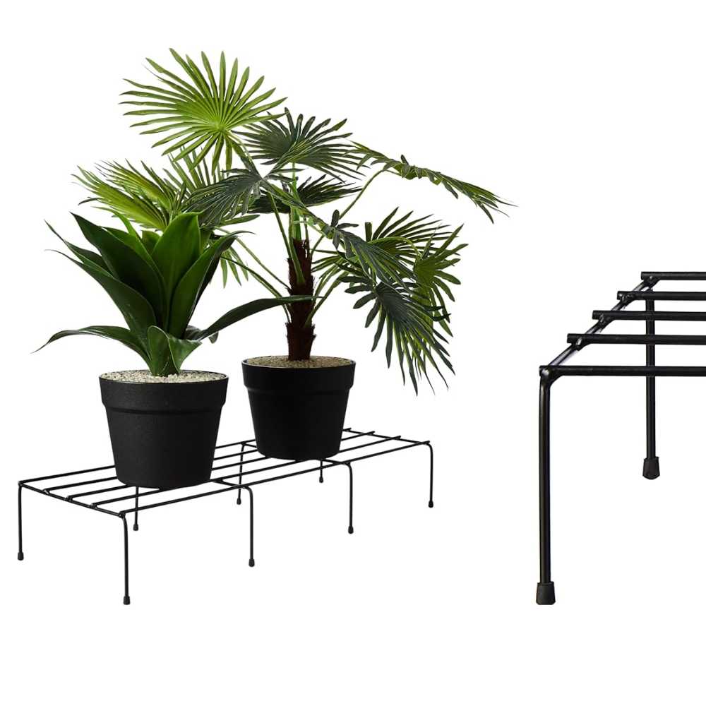 metal stand with plant pots