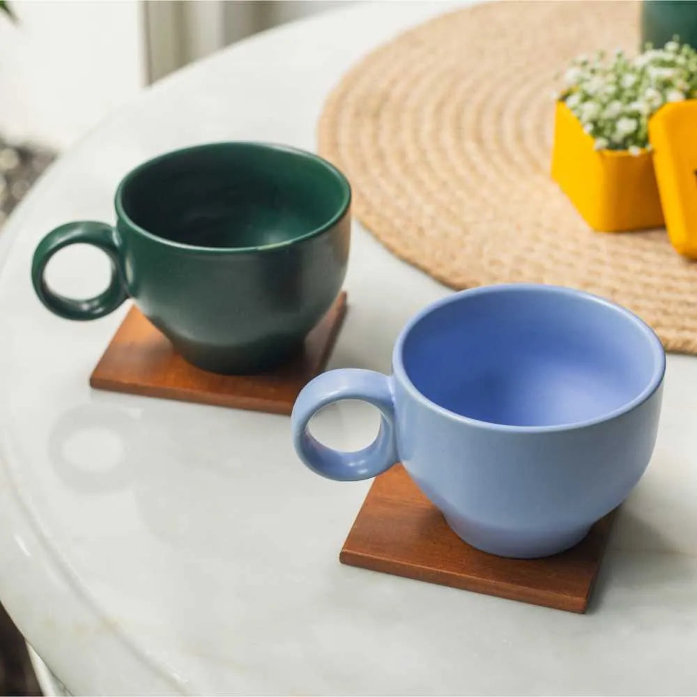 Ring Handle Ceramic Cup  | Set of 2