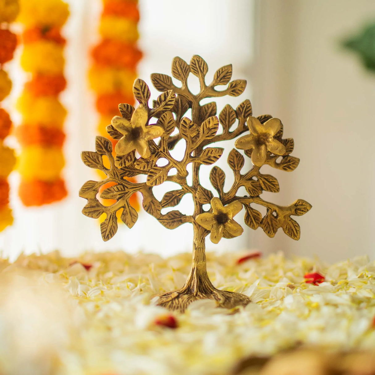 Tree of Life Sculpture | 100% Pure Brass | Yellow Antique Finish