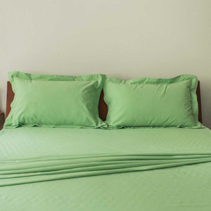 solid green cotton pillow cover set of 2