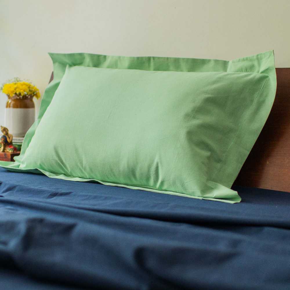 classic green cotton pillow cover set of 2