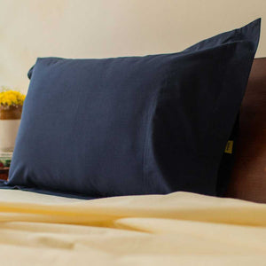 plain blue cotton pillow cover set of 2