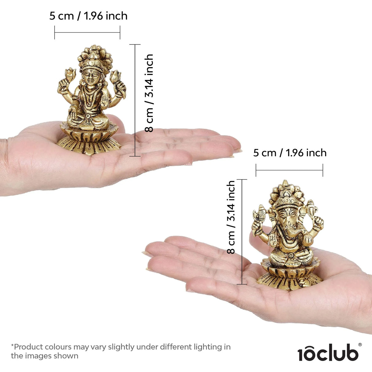 Brass Kamal Lakshmi & Ganesh idol | 100% Pure Brass | Antique Finish