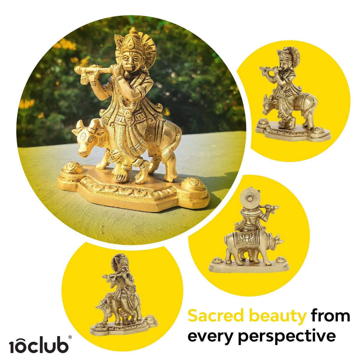 Shri Krishna Kamadhenu Idol | Pure Bras | Antique Finish