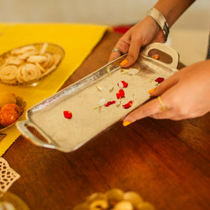 Textured Metallic Silver Decor Tray