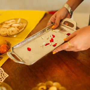 Textured Metallic Silver Decor Tray