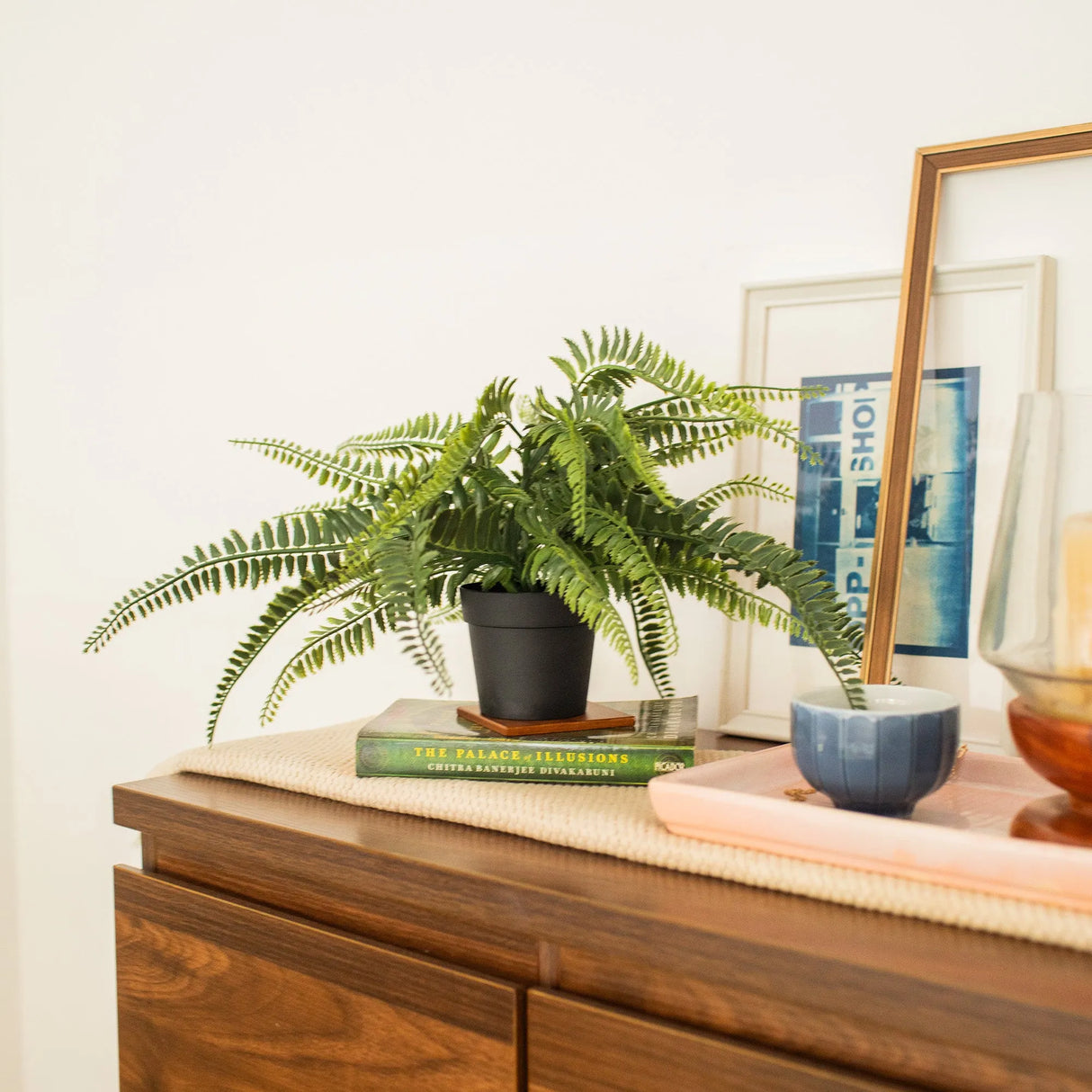 Evergreen Duo: Metal Planter & Artificial Potted Fern