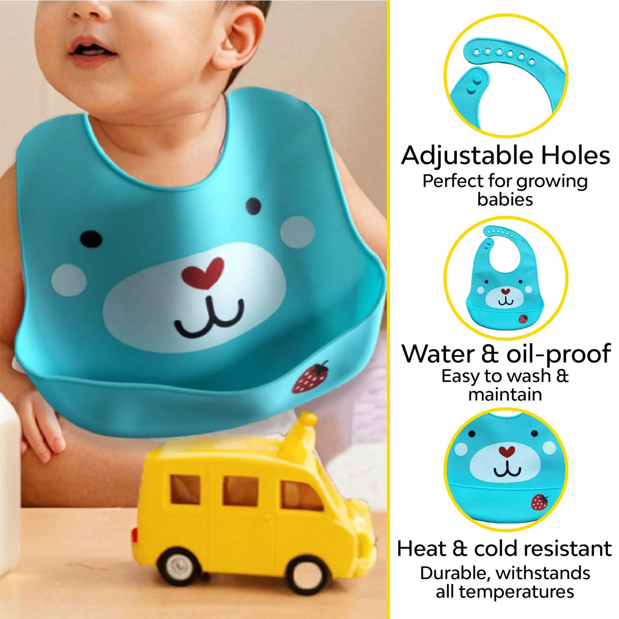 Baby Waterproof Silicone Bib with Pocket