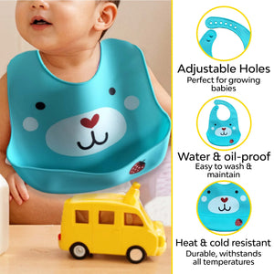 Baby Waterproof Silicone Bib with Pocket | Set of 2