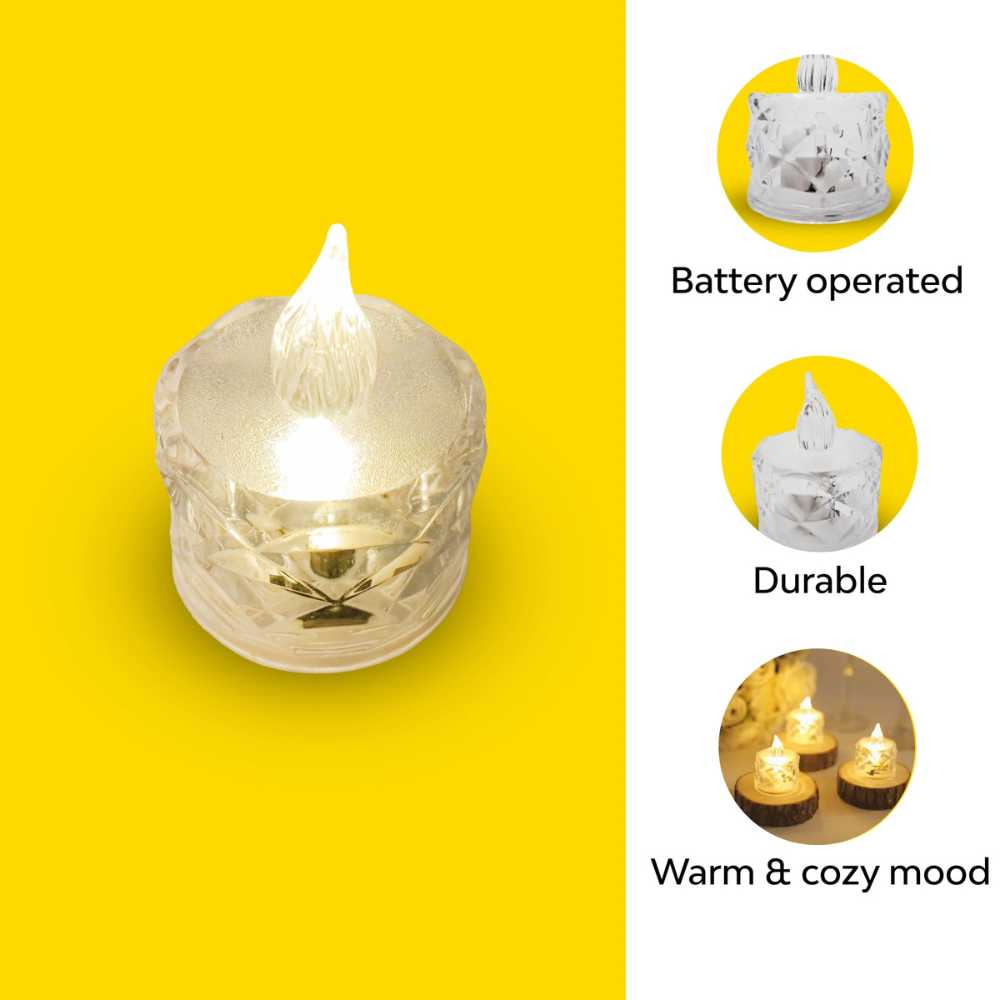 Durable battery operated gold glow candle