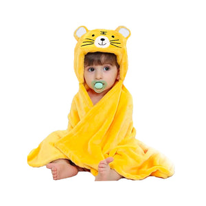 Yellow fleece baby blanket with hood 